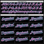 Personalized Black Pink Aqua Baseball Jersey with 3 Color Arm Shapes Personalized Black Pink-Aqua 3 Colors Arm Shapes Baseball