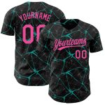 Personalized Black Pink Aqua 3D Abstract Baseball Jersey for Men and Women Personalized Black Pink-Aqua 3D Abstract Network