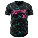 Custom Name and Number Personalized Black Pink-Aqua 3D Abstract Network Baseball Jersey Personalized Black Pink-Aqua 3D Pattern