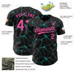 Custom Name and Number Personalized Black Pink-Aqua 3D Abstract Network Baseball Jersey Personalized Black Pink-Aqua 3D Pattern