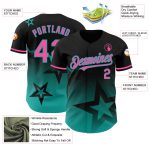 Personalized Gradient Style Black Pink-Aqua Twinkle Star Baseball Jersey Custom Name & Number - Authentic Team Design Personalized