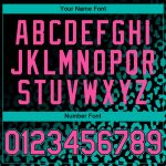 Custom Name and Number Leopard Print Fade Baseball Jersey in Black Pink-Aqua 3D Pattern Design - Fashion Authentic Team Apparel