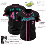 Custom Black Pink-Aqua Baseball Jersey with Personalized Name and Number - Authentic Team Apparel Personalized Black Pink-Aqua