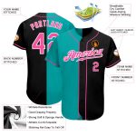 Custom Name Number Black Pink Aqua Split Fashion Baseball Jersey Authentic Personalized Black Pink-Aqua Authentic Split Fashion