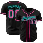 Personalized Black Pink Aqua Baseball Jersey for Men and Women - Custom Apparel Personalized Black Pink-Aqua Baseball Jersey