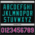 Custom Personalized Varsity Letterman Jacket with Name and Number - Black Pink Aqua Full-Snap Bomber Personalized Black Pink-Aqua