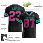 Personalized Black Pink Aqua Authentic Football Jersey for Men and Women Personalized Black Pink-Aqua Mesh Authentic Football