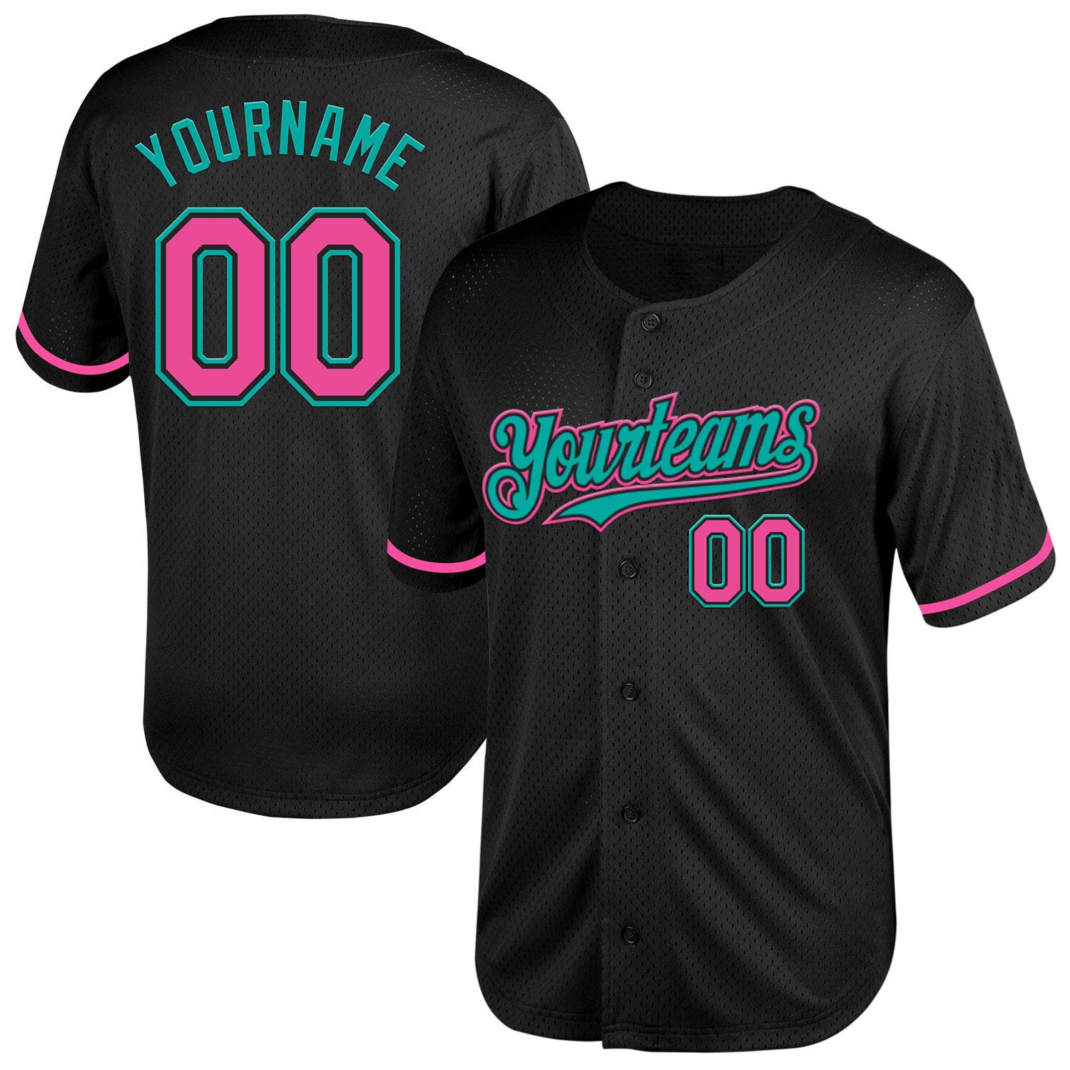 Custom Black Pink Aqua Mesh Baseball Jersey with Personalized Name and Number - Authentic Throwback Team Gear Personalized