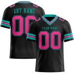 Personalized Black Pink Aqua Mesh Football Jersey for Kids - Custom Name 2 Personalized Black Pink-Aqua Mesh Football Jersey