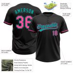 Custom Two-Button Softball Jersey for Team - Personalized Black and Aqua Unisex with Name and Number Personalized Black Pink-Aqua