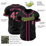 Personalized Black Pink-Aurora Green Custom Baseball Jersey with Name and Number - Authentic Team Apparel Personalized Black
