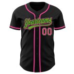 Personalized Black Pink Baseball Jersey in Aurora Green for Men and Women Personalized Black Pink-Aurora Green Baseball Jersey