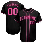 Custom Name and Number Personalized Black Pink Baseball Jersey - Authentic Team Gear Personalized Black Pink Authentic Baseball
