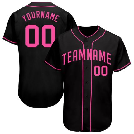 Custom Name and Number Personalized Black Pink Baseball Jersey - Authentic Team Gear Personalized Black Pink Authentic Baseball