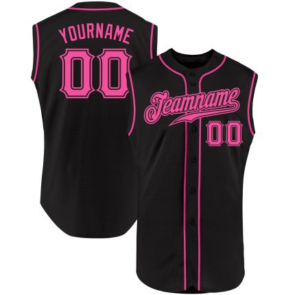 Personalized Black Pink Baseball Jersey with Custom Name & Number - Authentic Sleeveless Team Gear Personalized Black Pink