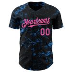 Custom Personalized 3D Pattern Black Pink Electric Blue Abstract Baseball Jersey with Custom Name and Number Personalized
