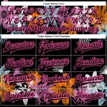 Custom Name and Number Black Pink Flowers 3D Pattern Varsity Letterman Bomber Jacket Personalized Black Pink Flowers 3D Pattern
