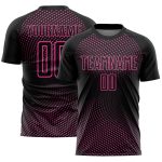 Personalized Black Pink Geometric Lines Soccer Jersey Uniform 2 - Custom Design for Team Sports Personalized Black Pink Geometric