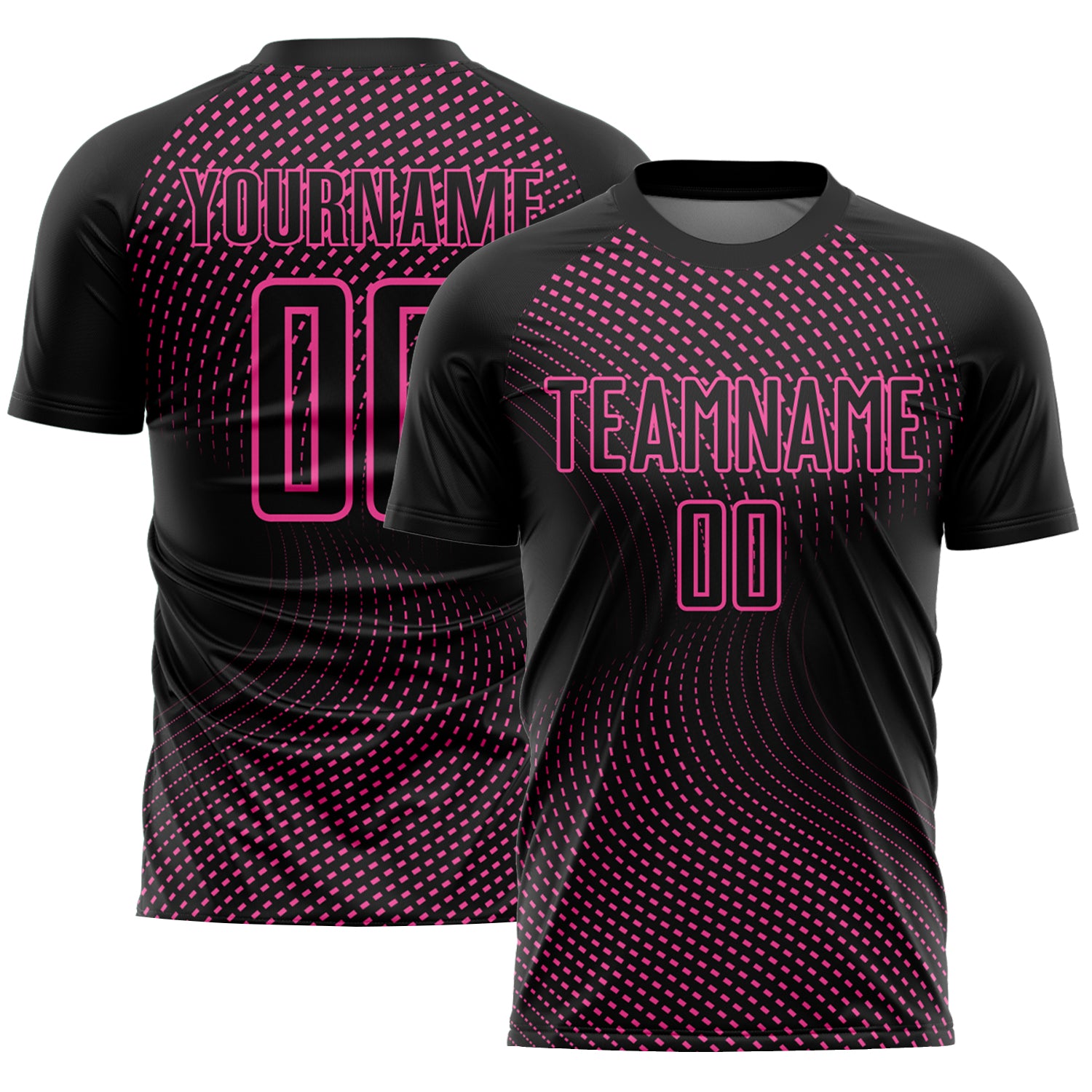 Personalized Geometric Lines Soccer Jersey - Black Pink Sublimation Uniform Personalized Black Pink Geometric Lines Sublimation