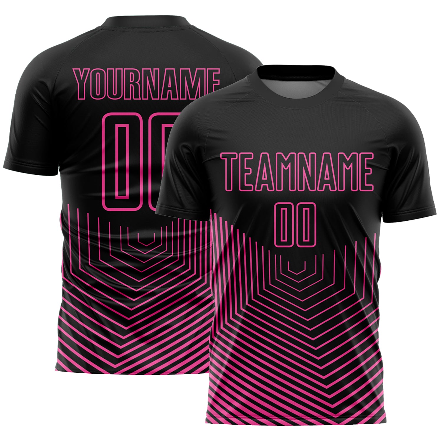 Personalized Black Pink Geometric Lines Soccer Jersey - Sublimation Uniform Personalized Black Pink Geometric Lines Sublimation