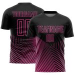 Personalized Soccer Uniform Jersey with Custom Name and Number - Black Pink Geometric Lines Design Personalized Black Pink