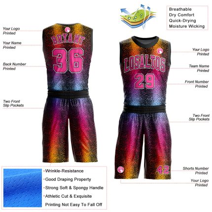 Personalized Black Pink Gold Animal Print Basketball Jersey Round Neck Fur Suit Personalized Black Pink-Gold Animal Fur Print