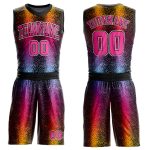 Customizable Black Pink-Gold Animal Fur Print Basketball Jersey with Name and Number - Round Neck Sublimation Suit Personalized
