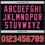 Custom Name and Number Black Pink-Gold Varsity Bomber Jacket Full-Snap Two Tone Letterman Personalized Black Pink-Gold Bomber
