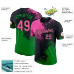 Personalized 3D Abstract Brush Stroke T-Shirt in Black and Pink-Green for Performance Personalized Black Pink-Grass Green