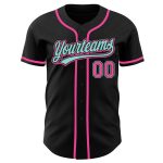 Personalized Black Pink Ice Blue Baseball Jersey for Men and Women - Custom Sports Apparel Personalized Black Pink-Ice Blue