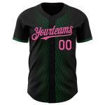 Personalized Black Pink 3D Geometric Shapes Baseball Jersey in Kelly Green Personalized Black Pink-Kelly Green 3D Geometric