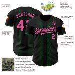 Personalized Black Pink 3D Geometric Shapes Baseball Jersey in Kelly Green Personalized Black Pink-Kelly Green 3D Geometric