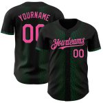 Personalized Black Pink 3D Geometric Shapes Baseball Jersey in Kelly Green Personalized Black Pink-Kelly Green 3D Geometric