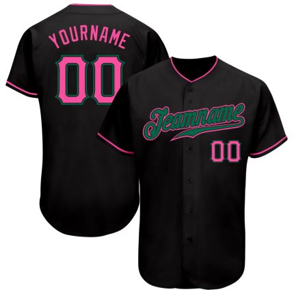 Custom Black Pink and Kelly Green Baseball Jersey with Personalized Name and Number - Authentic Team Apparel Personalized