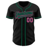 Personalized Black Pink and Kelly Green Baseball Jersey for Men and Women Personalized Black Pink-Kelly Green Baseball Jersey