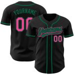 Personalized Black Pink and Kelly Green Baseball Jersey for Men and Women Personalized Black Pink-Kelly Green Baseball Jersey