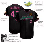 Personalized Baseball Jersey in Black and Pink with Kelly Green Trim Personalized Black Pink-Kelly Green Baseball Jersey