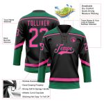 Personalized Hockey Jersey Black Pink Kelly Green Lace Neck Design Personalized Black Pink-Kelly Green Hockey Lace Neck Jersey