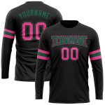 Personalized Long Sleeve T-Shirt in Black and Kelly Green for Performance and Comfort Personalized Black Pink-Kelly Green