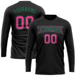 Personalized Long Sleeve T-Shirt in Black and Kelly Green for Performance and Comfort Personalized Black Pink-Kelly Green
