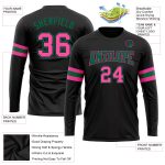 Personalized Long Sleeve T-Shirt in Black and Kelly Green for Performance and Comfort Personalized Black Pink-Kelly Green