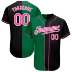 Personalized Black Pink and Kelly Green Fashion Baseball Jersey for Women Personalized Black Pink-Kelly Green Split Fashion