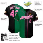 Personalized Black Pink and Kelly Green Fashion Baseball Jersey for Women Personalized Black Pink-Kelly Green Split Fashion