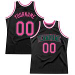 Personalized Black Pink Kelly Green Throwback Basketball Jersey for Fans and Players Personalized Black Pink-Kelly Green