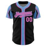 Personalized Black Pink Light Blue Baseball Jersey with Arm Shapes - 3 Colors Available Personalized Black Pink-Light Blue