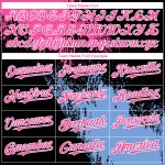 Personalized Unisex Softball Jersey in Black Pink-Light Blue 3D Abstract Brush Stroke, Two-Button Design Personalized Black