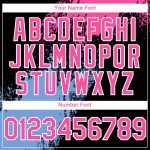 Personalized Unisex Softball Jersey in Black Pink-Light Blue 3D Abstract Brush Stroke, Two-Button Design Personalized Black