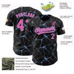 Personalized 3D Abstract Network Baseball Jersey in Black and Light Blue Personalized Black Pink-Light Blue 3D Abstract Network