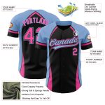 Personalized 3D Curve Solid Baseball Jersey in Black and Light Blue Personalized Black Pink-Light Blue 3D Curve Solid Baseball