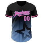 Personalized 3D Gradient Twinkle Star Baseball Jersey - Black Pink-Light Blue Personalized Black Pink-Light Blue 3D Gradient